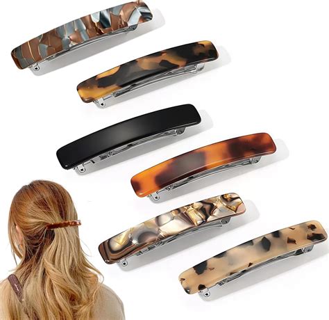 KEYRI 6 PCS French Hair Clip 7.5cm/3" Barrette Tortoise Shell Acetate ...