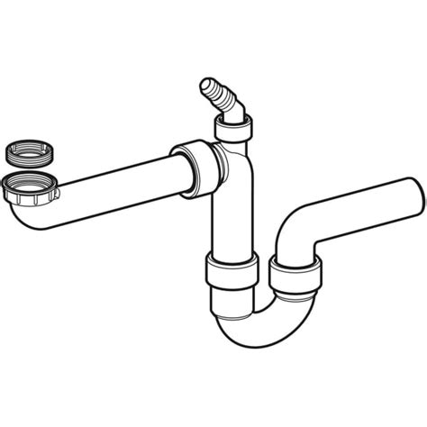 Geberit P-trap for kitchen sink, space-saving model, with angled hose ...
