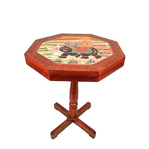 APKAMART Handcrafted Wooden Side Table Cum Stool/Hand Painted Wooden ...