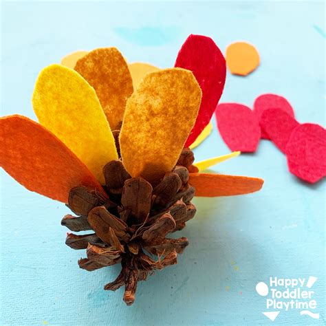 Pine Cone Felt Turkey Craft - Happy Toddler Playtime