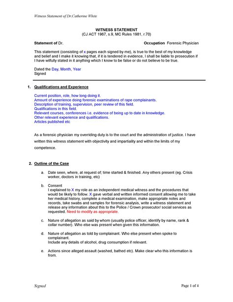 Image result for Witness Statement Examples