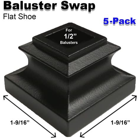 Buy 1/2" Stair Iron Baluster Swap Flat Shoes (5-Pack) Railing Stair ...