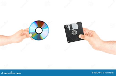Computer Floppy Disk Versus New CD DVD Disc Stock Image - Image of ...