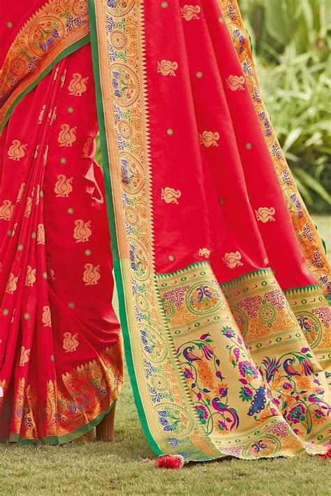 Buy red paithani saree online on Karagiri | SALE