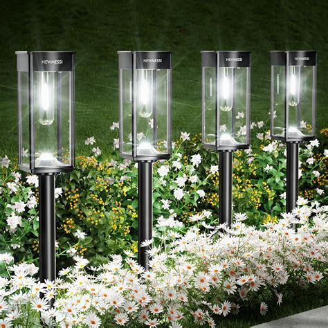 NEWMESSI Solar Pathway Lights Outdoor, 6 Pack Solar Garden Lights ...