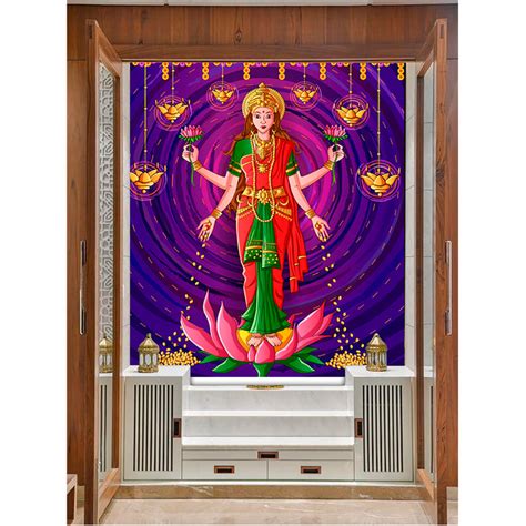 Standing Laxmi In Green Saree Self Adhesive Sticker Poster – Myindianthings