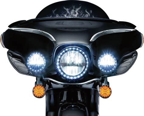 Kuryakyn 2249 Phase 7" Clear LED Black Motorcycle Front Fairing ...