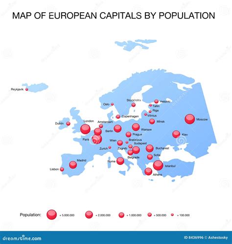 Map European Capitals by Population Stock Vector - Illustration of ...