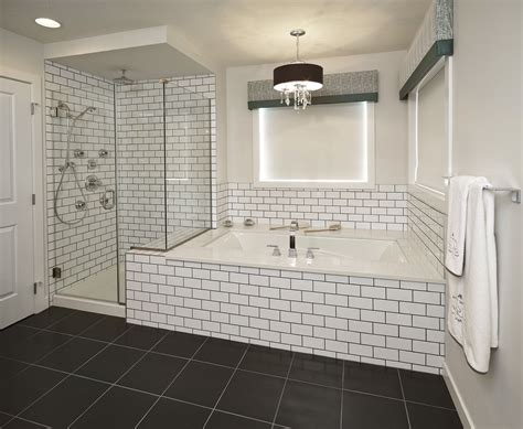 subway tile bathroom black grout | White subway tile shower, Bathroom ...