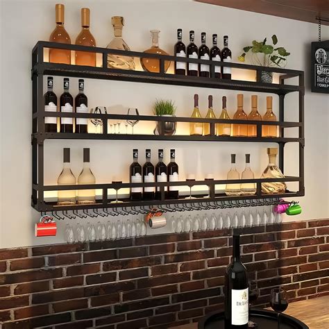 Amazon.com: PIKYsailed 59 Inch Metal Wine Rack Wall Mounted, Bar ...