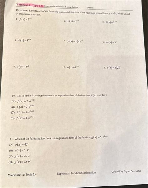 Image result for Exponential Function Translation Rules Worksheet