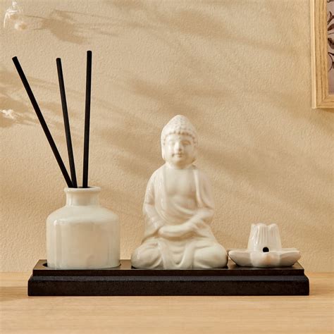 Buy Divine 4Pcs Ceramic and Wood Buddha Reed Diffuser Set from Home ...