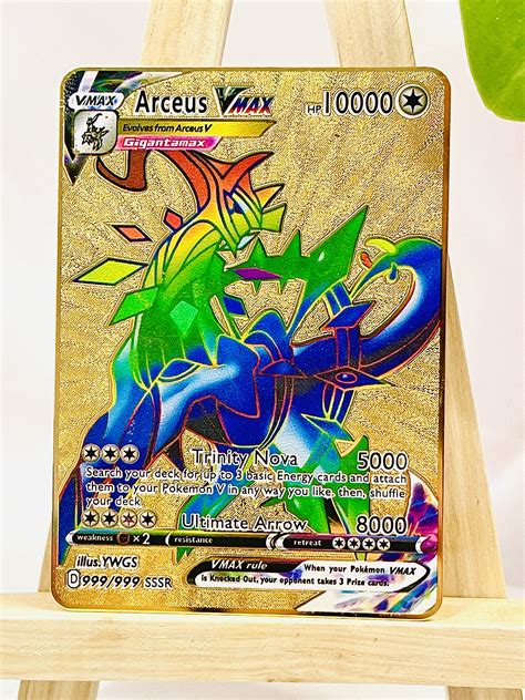 Rainbow Arceus VMAX Gold Metal Pokémon Card Arceus Tribute - Etsy
