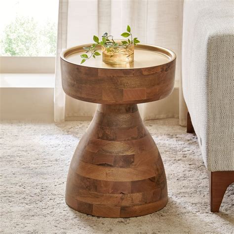 Buy Ridge Metal Top Accent Table - Walnut from Home Centre at just INR ...