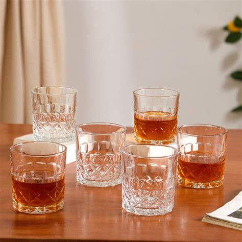 Geometric Embossed Scotch Glass Set Of 6 310ml Online - Premium Whiskey ...