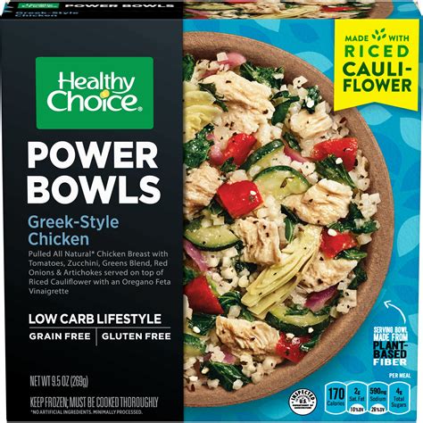 Healthy Choice Power Bowls Greek-Style Chicken With Riced Cauliflower ...