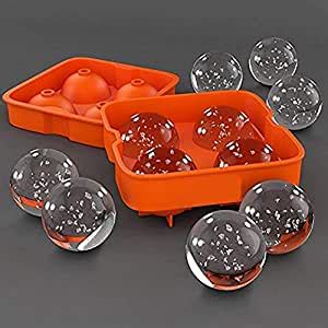 Buy SKZONE Whiskey Ice Cube Silicone Ball Maker Mold Sphere Mould 4 ...