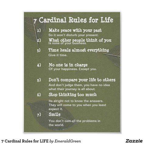 7 Cardinal Rules for LIFE Poster | Zazzle.com | Life rules, Life poster ...