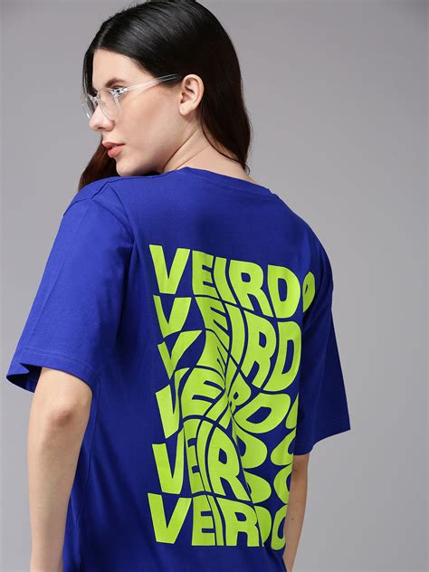 Veirdo Blue Oversized Back Graphic Printed Tshirt