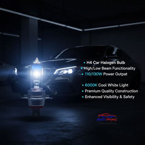 Auto Pearl 100/130W H4 Car Halogen Headlight Bulb, 12V, 5000K Bright W ...
