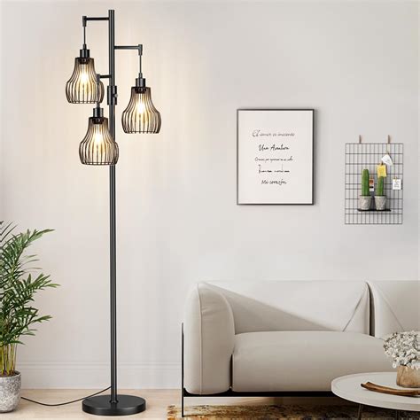 Ziisee Floor Lamp with Glass Lampshade Bundle 70" Dimmable Floor Lamp ...