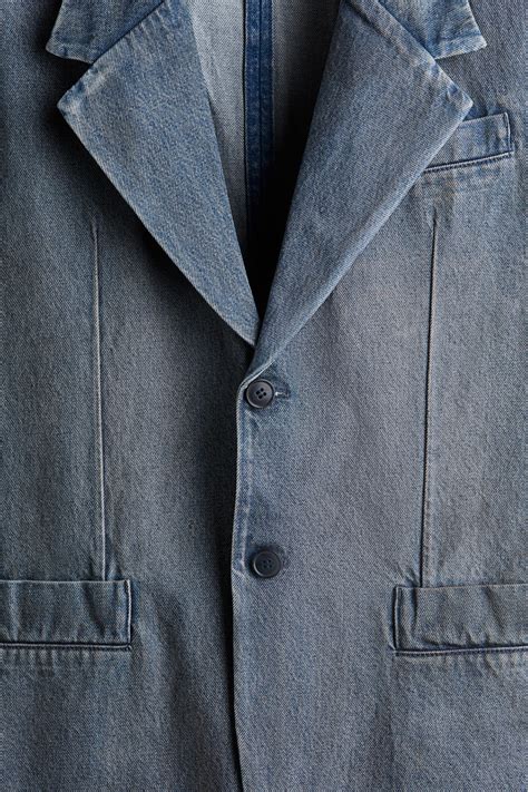 Loose Fit Denim blazer - Denim blue - Men | H&M IN