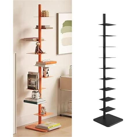 9-Tier Metal Vertical Bookshelf, Spine Book Tower India | Ubuy