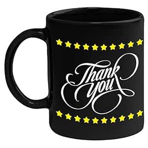 Buy Huppme Thank You Ceramic Coffee Mug, 350 ml, 1-Piece, Black Online ...