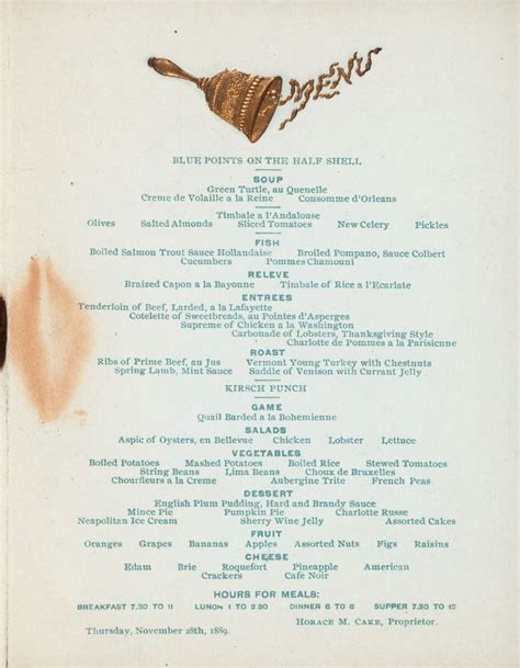 30 Amazing Thanksgiving Menus of US Hotels From the Late 19th Century ...