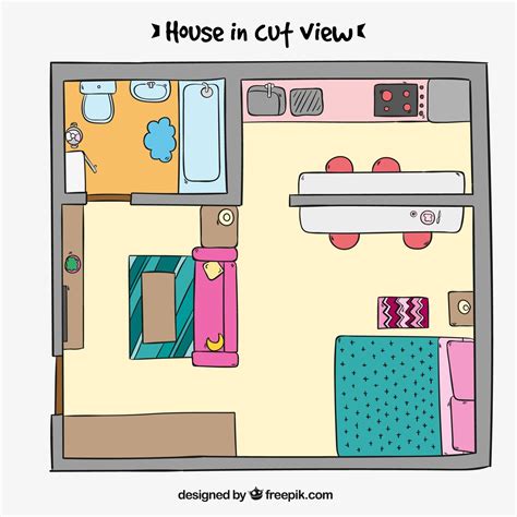 Desenho vista interior de uma casa | Vetor Grátis