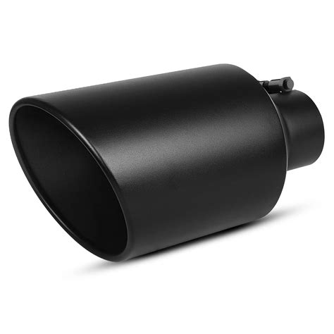 Snapklik.com : 4 Inch Inlet Black Exhaust Tip, 4" Inlet 8" Outlet 15" Overall Length Powder ...
