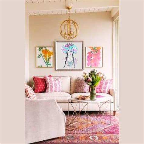 Boho Chic Woman With Flower Crown Colorful and Vibrant Digital Wall Art ...