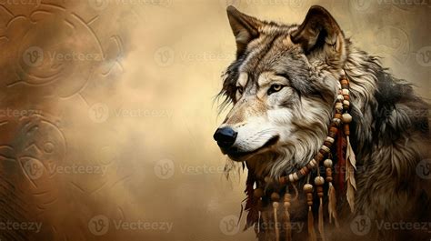 An artistic representation of a wolf as a revered spirit animal in ...