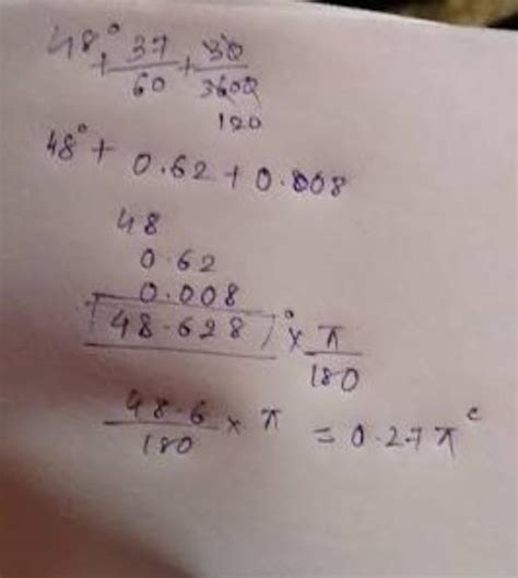 Convert 48° 37'30" in radians - Brainly.in