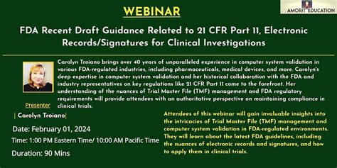 FDAs 21 CFR Part 11 Draft Guidance: Clinical E-Records & Signatures ...
