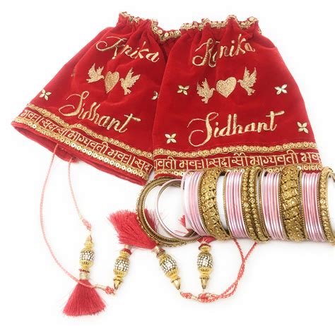 Bridal Chuda Cover, Customised with bride groom name on velvet ...