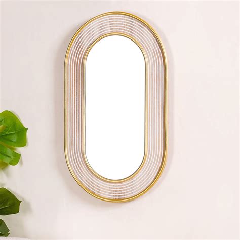 Gold Metal Framed Modern Wall Mirror 24x13 Inch Online - Premium Wall ...