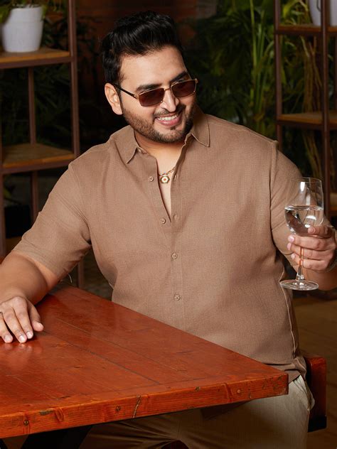 Instafab Plus Men's Camel Brown Solid Cotton Shirt