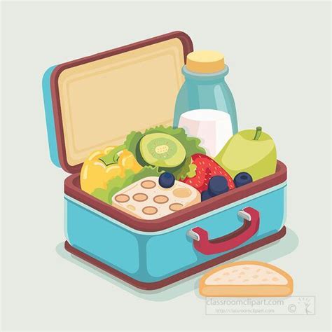 A Colorful Clipart Image Of A Lunchbox Filled With Various Healthy ...
