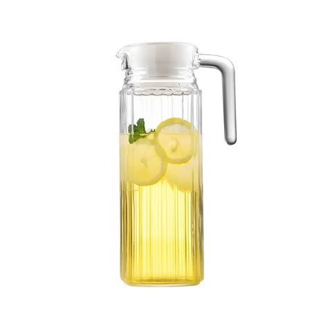 Glass Drink Pitcher with Lid, Perfect for Single Beverage Can - Clear ...