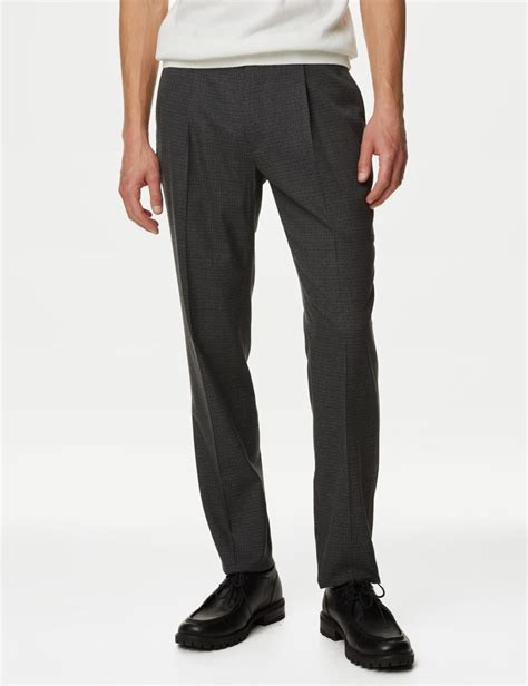 Men's Single Pleat Trousers | M&S