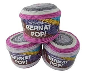 Spinrite Bernat Pop Worsted Medium 4 Weight Self-Striping 3-Pack ...