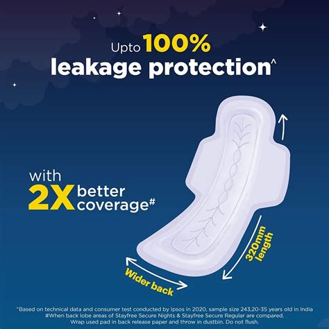 Stayfree Secure Nights Cottony Soft Comfort Sanitary Pad, 6 Count యొక్క ...