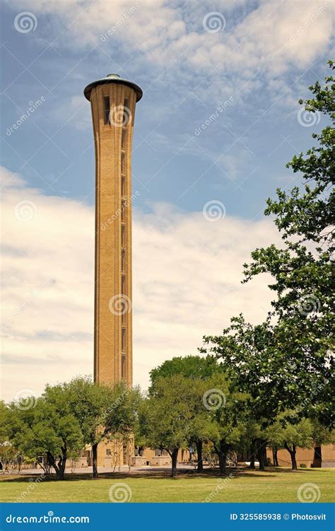 Tower In Dallas University Campus Outdoor. Dallas University Tower Architecture. High Building ...