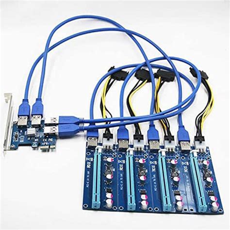 Xsentuals PCI Express Multiplier Riser Card, PCIe 1 to 4 PCI-Express ...