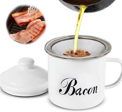 Amazon.com: Bacon Grease Container with Strainer, 17oz Bacon Grease ...