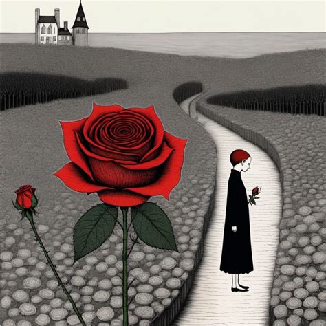 Edward Gorey's Red Rose Flower Art | Stable Diffusion Online