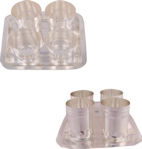 G S Museum 4 Long Glass with Tray and 4 Premium Double Patta Glass Set ...
