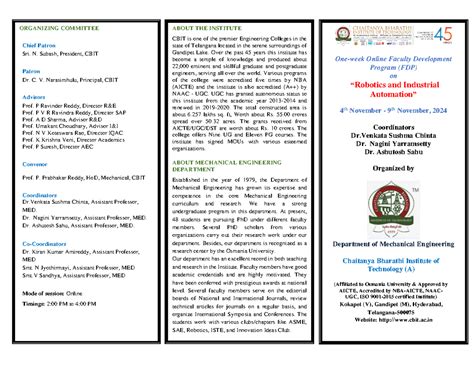 Robotics and Industrial Automation - FDP Brochure - ORGANIZING ...