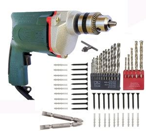 DUMDAAR Heavy duty 10mm Electric drill machine 350 W with 13pc HSS 5pc ...